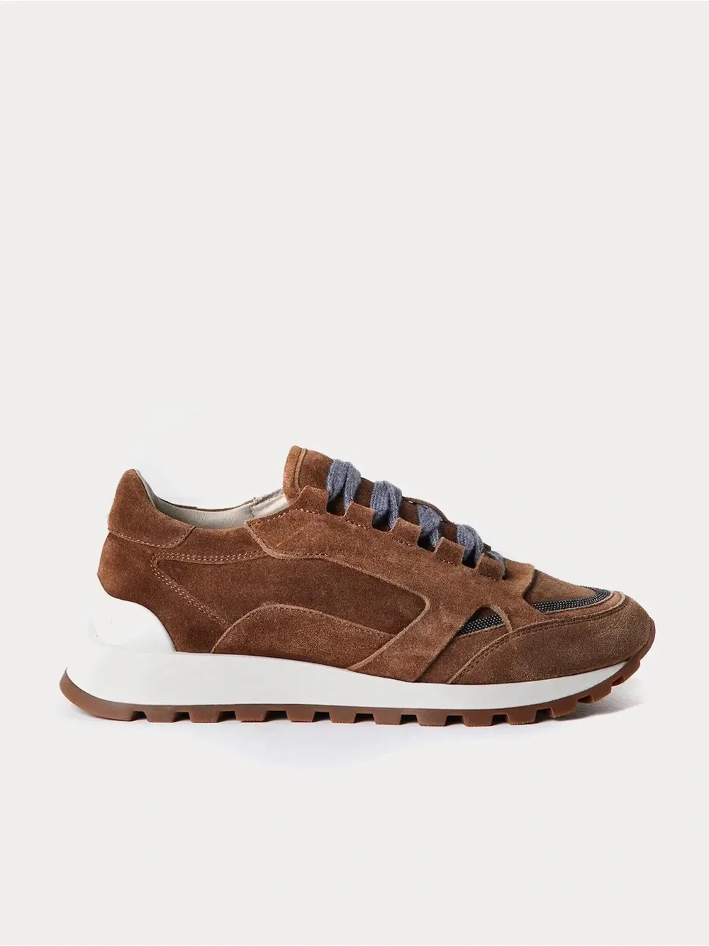 Brunello Cucinelli - Suede runners with Monili Copper Low Top Sneakers